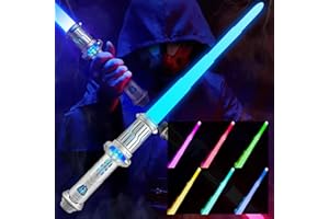 JOINBO Light Saber for Kids - 7 Color Lightsabers Toys with FX Sound (Motion Sensitive),Expandable Light Swords Set for Halloween Dress Up Parties, Xmas Present,Galaxy War Game for Kids-Silver