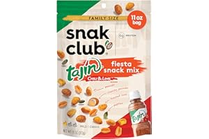 Snak Club Tajin Fiesta Snack Mix, Peanuts, Crunchy Peanuts, Toasted Corn, and Pepitas with Chili and Lime Seasoning, Mild, No Artificial Colors or Flavors, 11 oz Resealable Bag