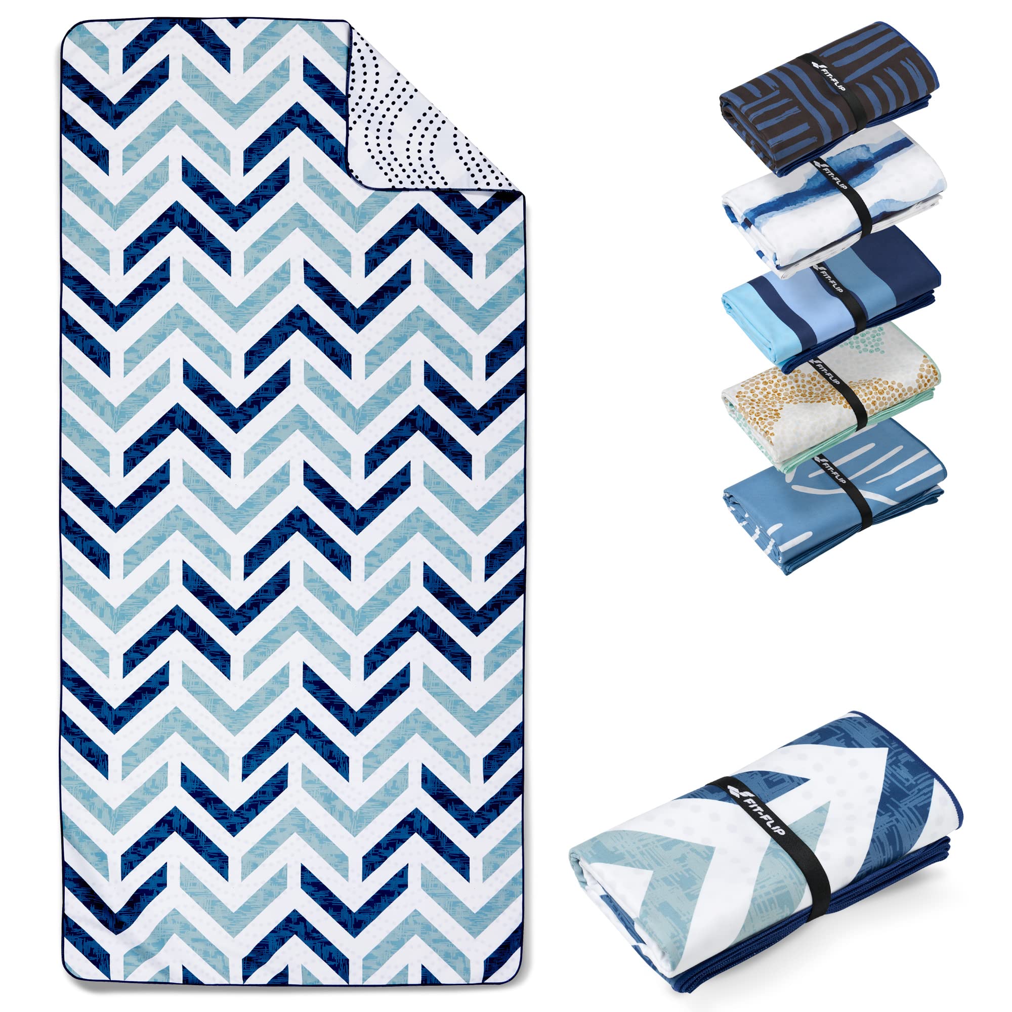 Fit-Flip Beach towel microfibre - large quick dry towels - for travel and swimming - lightweight, compact and super absorbent - sand free, 100% recycled - Arrows 160x90cm