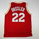 Facsimile Autographed Clyde Drexler Houston Red Reprint Laser Auto Basketball Jersey Size Men's XL
