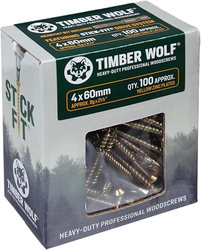 Timber Wolf TW40060 Woodscrews 4.0 x 60mm Box of 100 Zinc Yellow Gold