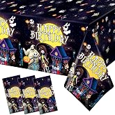 HigzYovn 3Pcs Night Before Christmas Tablecloth Night Before Christmas Birthday Decorations for Spooky Skeleton Birthday Decorations Happy Nigh Tablecovers