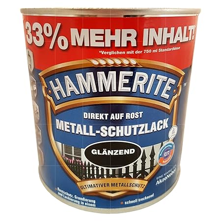 HAMMERITE 1 Liter Metallschutzlack schwarz glänzend