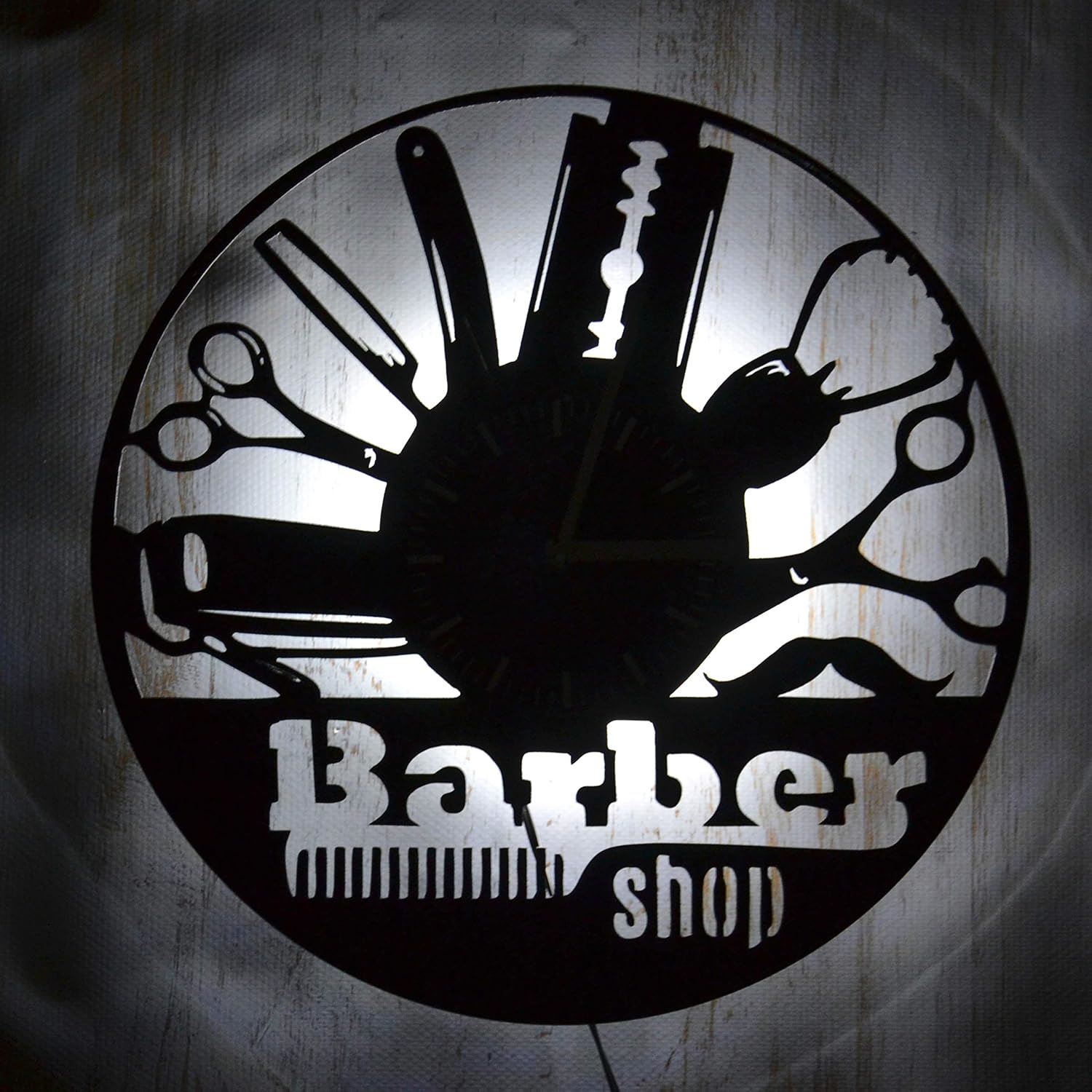 Amazon Com Barber Shop Decor Art Gift Led Light Vinyl Record Wall