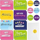 36 Sets Work Anniversary Cards Happy Employee Anniversary Cards Bulk 6 Design for Office Staff Envelopes Work Team Appreciation Thank You Cardstock 6x4in