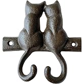 Zorues Rustic Cat-Shaped Decorative Wall Hook Rack Hangers for Hanging Clothes, Coats, Towels, Keys, and Hats, 1 Pack Antique Cast Iron Mounted Wall Hooks