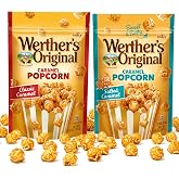 Werther's Caramel Crunch Topping Popcorn - Classic Caramel &amp; Salted Caramel | Gourmet Pack Of 2 &times; 5.29oz Resealable Bags - Perfect for Holidays, Christmas, Halloween, Movie Night &amp; Snack Box