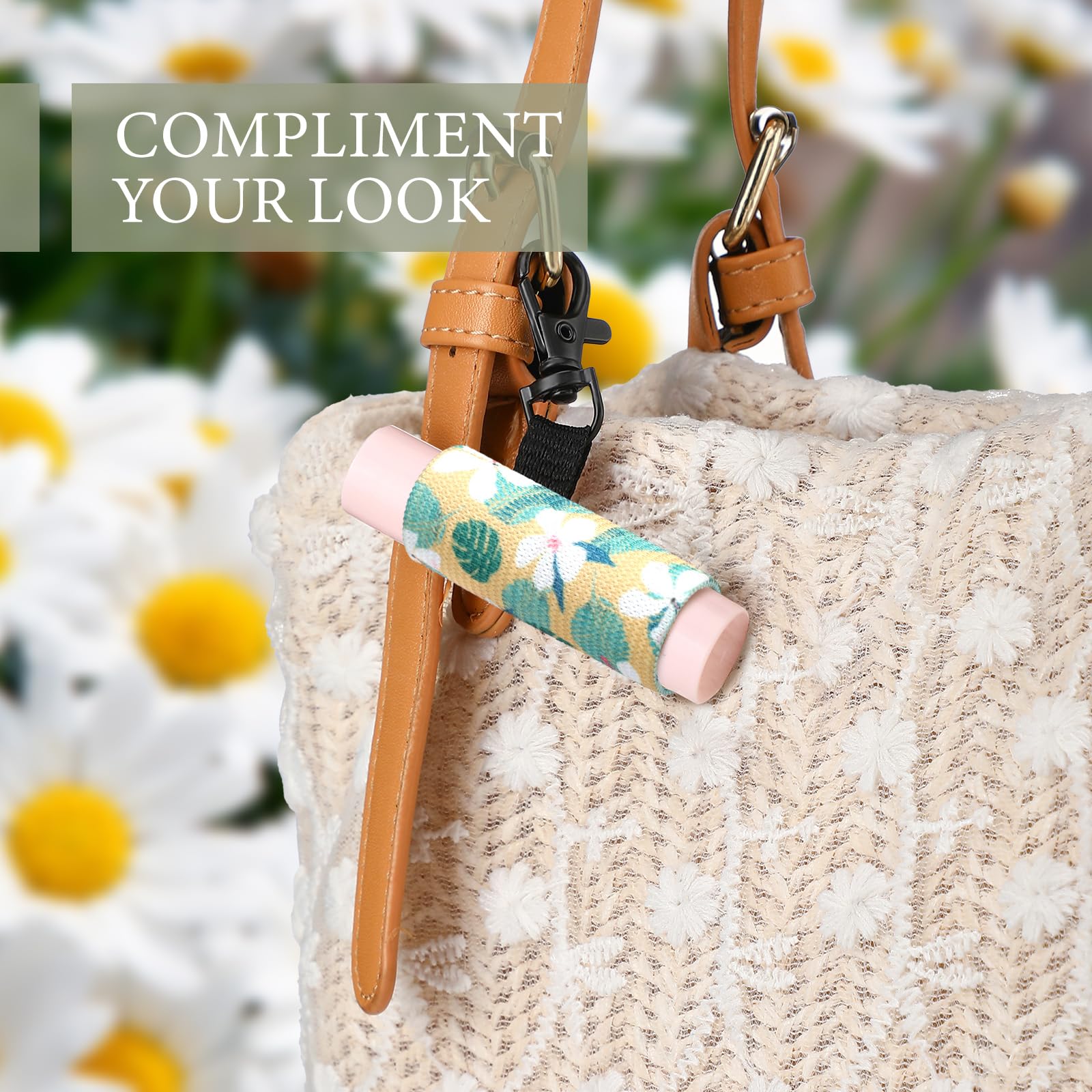 Sureio 10 Pack Lip Balm Holder Keychain Compact Clip On lipstick Lip Gloss Holder Keychain Elastic lipstick Sleeve Clip(Vintage Style)