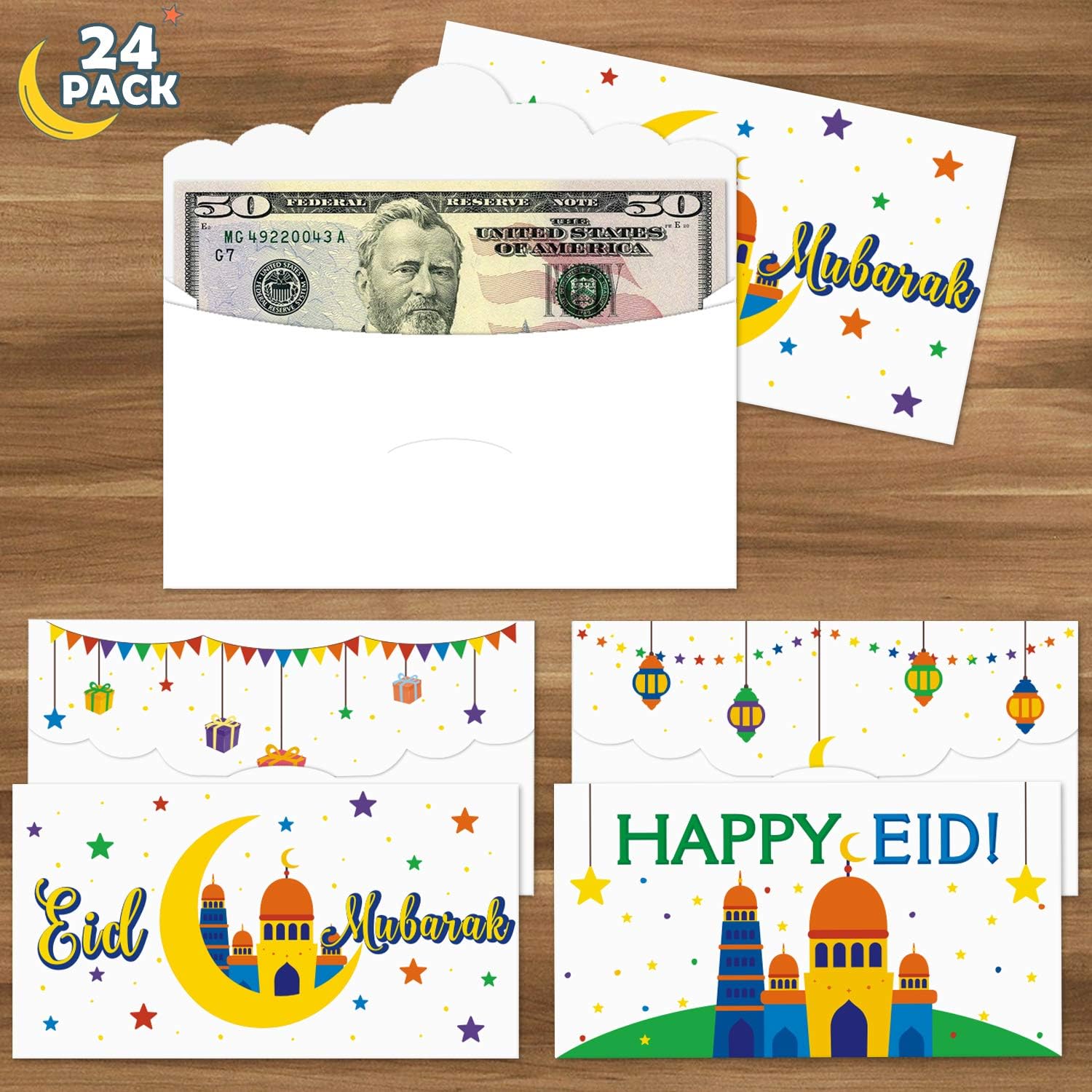 Eid Money Envelopes Colorful Gift Card Holders for Kids