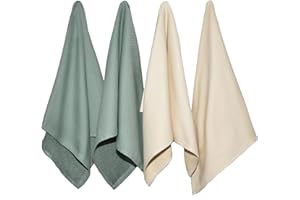 KOHDA Living Premium Silver Infused Kitchen Towels - 100% Organic Cotton Dish Towels - Odor Controlled Tea Towels (Pack of 4)
