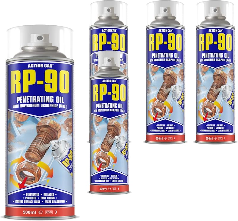 Action Can RP-90 Rapid Penetrating Oil with Molybdenum Disulfide 5 Pack