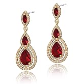 Women's Cubic Zirconia Bridal Earrings - Elegant Long Wedding Party Prom Earring for Bride Bridesmaids Crystal CZ Rhinestone Chandelier Statement Dangle Drop Earrings for Women