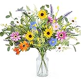 GTIDEA 4 Bundles Artificial Daisy Flowers Bouquet, 20 Inch Fake Silk Spring Flowers Faux Wildflowers Floral Arrangements for Home Indoor Table Vase Wedding Party Decor (Colorful)