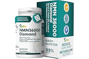 NMN 36000 Ultra High Purity with 600 mg per Capsule - 60 Caps 2 Month Supply - NAD+ Booster with 99% Nicotinamide - Boosts Ce