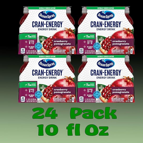 OCEAN SPRAY ENERGY CRAN-POMEGRANATE JUICE DRINK 10 FL OZ PLASTIC BOTTLES 24 PACK
