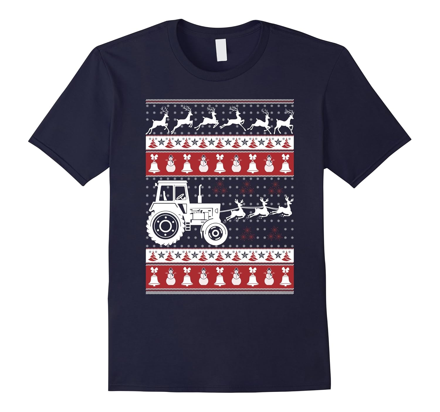 Tractor Ugly Christmas Sweater Xmas T-Shirt - Farmer T-Shirt-ANZ