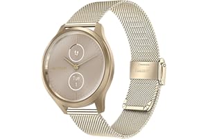 TRUMiRR Band for Garmin Vivomove HR/Venu Sq 2, 20mm Mesh Stainless Steel Watchband Bright Gold Strap for Garmin Vivoactive 5 / Vivoactive 3 / Vivomove 3 Luxe Style/Venu Sq/Venu 2 Plus