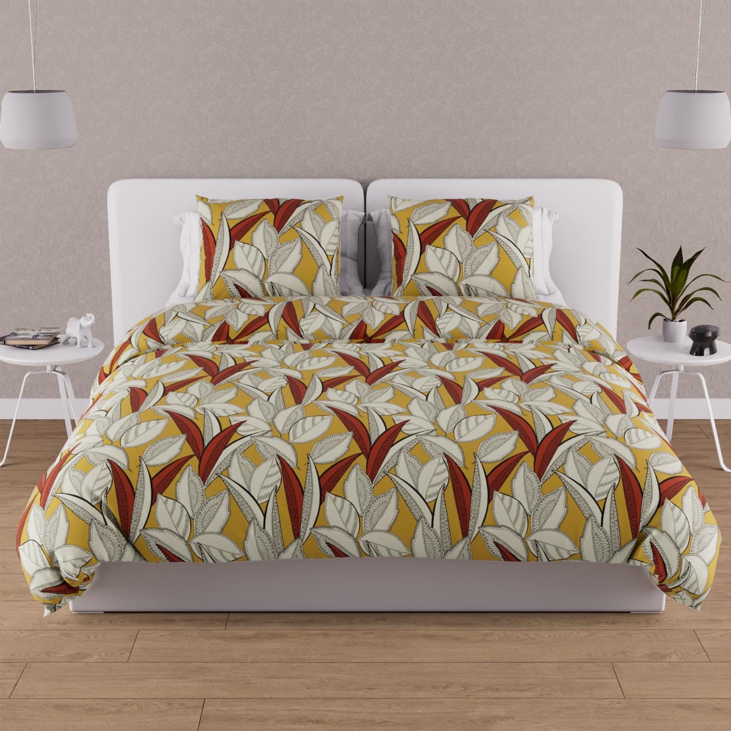Soleil d'ocre, Duvet Cover Set in 57 Thread Count Cotton 240 x 220 cm Mustard Togo
