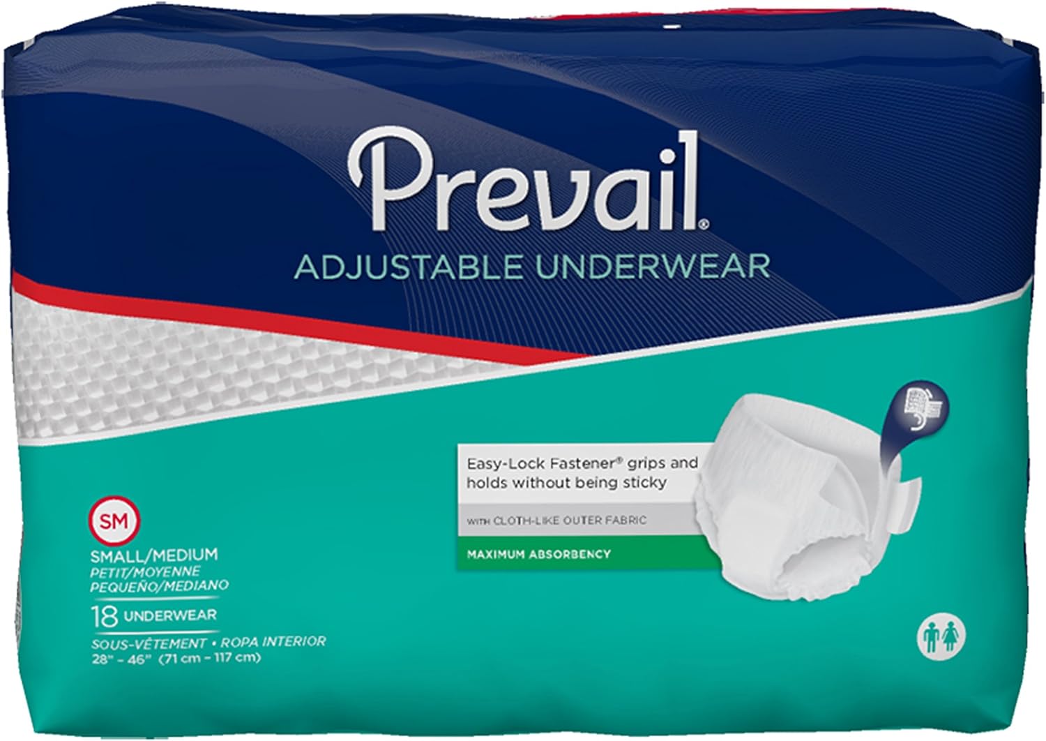 Prevail Maximum Absorbency Incontinence Underwear, Small/Medium, 18