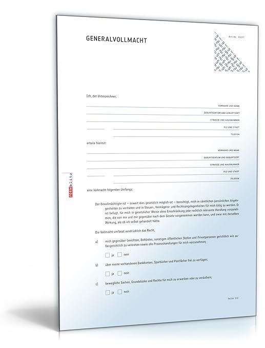 Vollmacht Muster Pdf Download