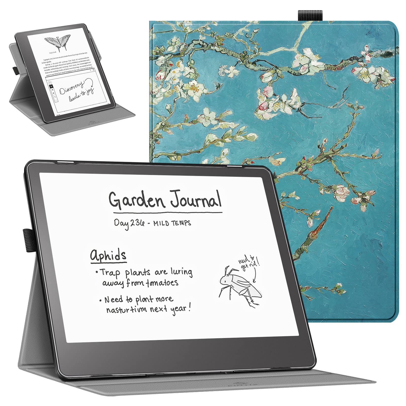 Fintie Rotating Case for Kindle Scribe (2022 Released) 10.2 Inch Tablet - 360 Degree Rotatable Protective Stand Cover with Auto Sleep/Wake, Blossom