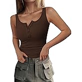 PRETTYGARDEN Womens 2026 Summer Tank Tops Ribbed Knit Slim Fit Sleeveless Henley Shirts Casual Basic Button Up Blouse
