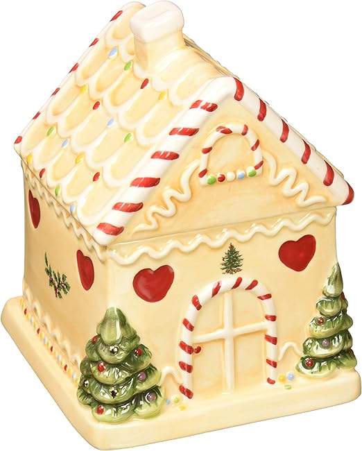 Amazon Com Spode 1667808 Gingerbread House Candy Jar Green Home