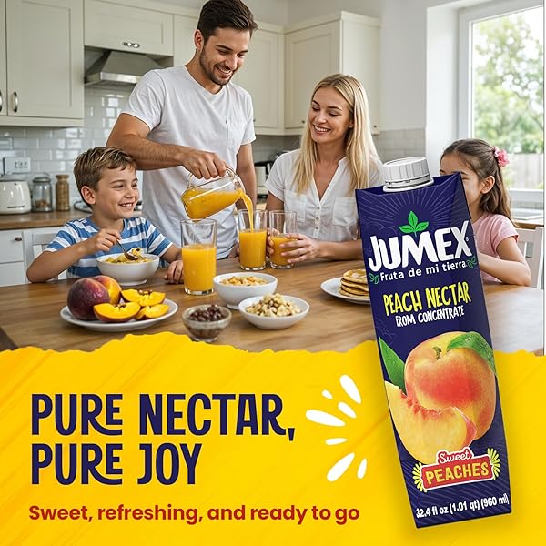 JUMEX PEACH JUICE NECTAR – PEACH NECTAR MADE WITH FRESH FRUIT PUREE – TROPICAL FRUIT JUICE CONCENTRATE FOR SMOOTHIE MIX, COCKTAIL MIXERS, KIDS DRINKS & MEXICAN BEVERAGES – 32.4OZ, 1 PACK CARTON