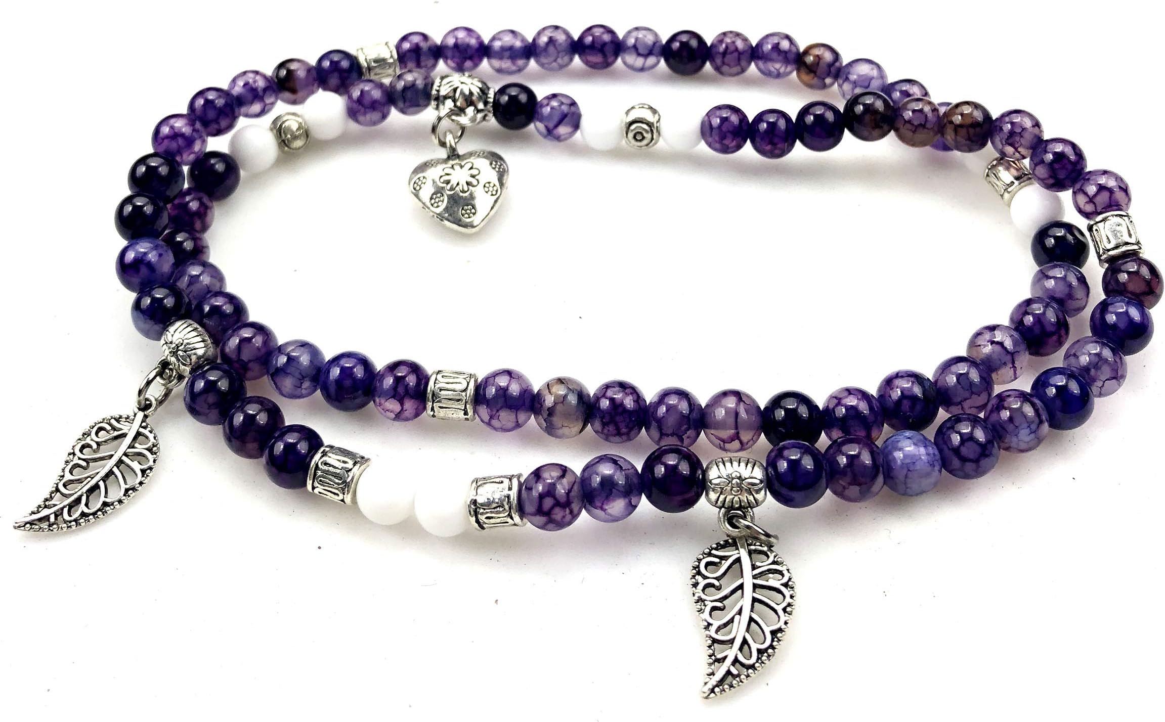 PURPLE WHALE Fashion Jewelry Beautiful Gemstone Necklace/Bracelets with Charms -Promote Healing and Energy