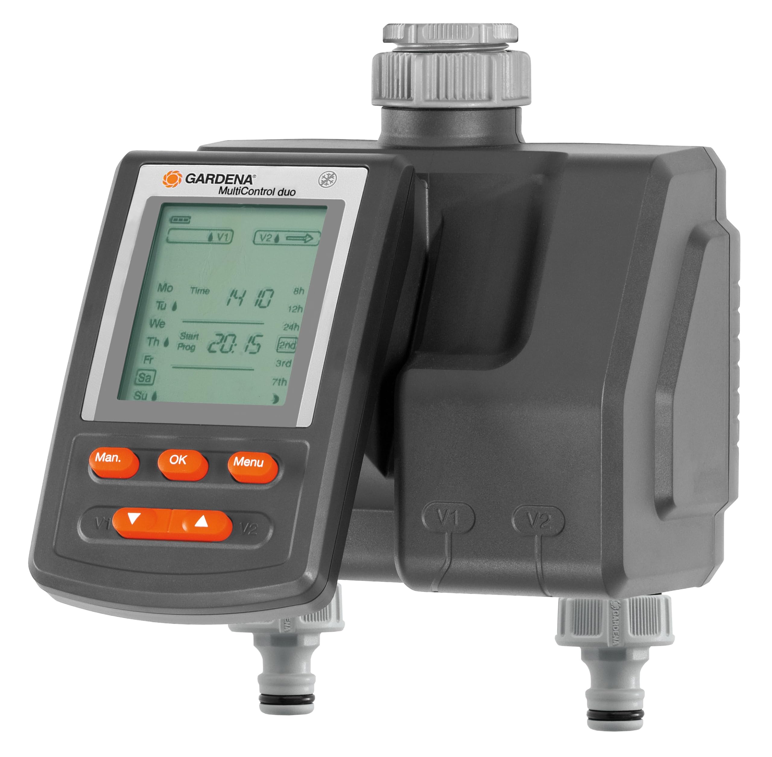 Gardena Irrigation Computer Multicontrol Duo: Automatic Irrigation Control, Weekdays programmable, up to 3 irrigation a day, with LC display (1874-20)