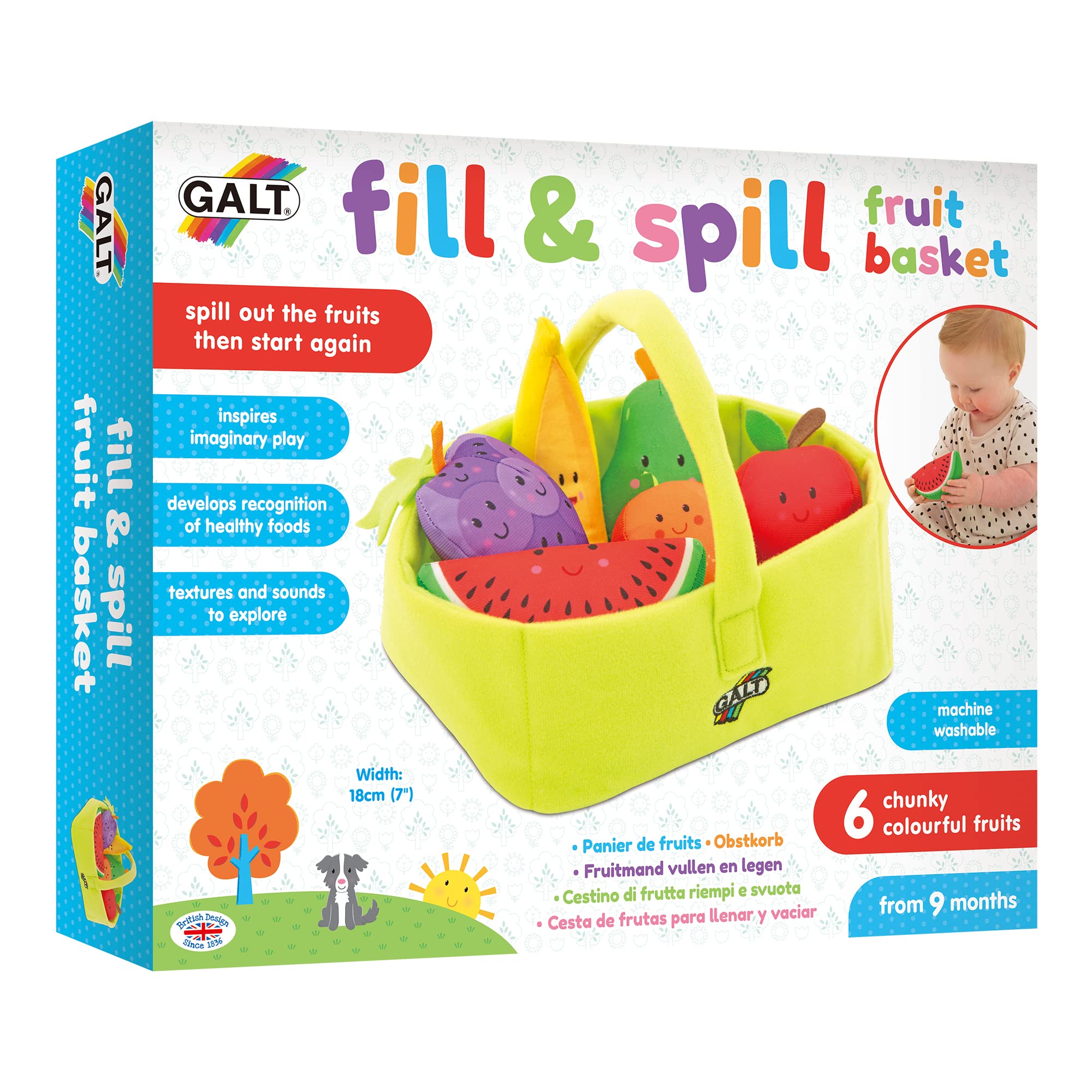 Galt Toys, Fill & Spill Fruit Basket, Soft Activity Toys, Ages 9 Months Plus