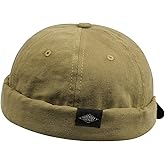 Clakllie Retro Docker Hat for Women Men Cotton No Brim Hat Adjustable Brimless Cap Worker Sailor Cap No Visor Beanie Hat