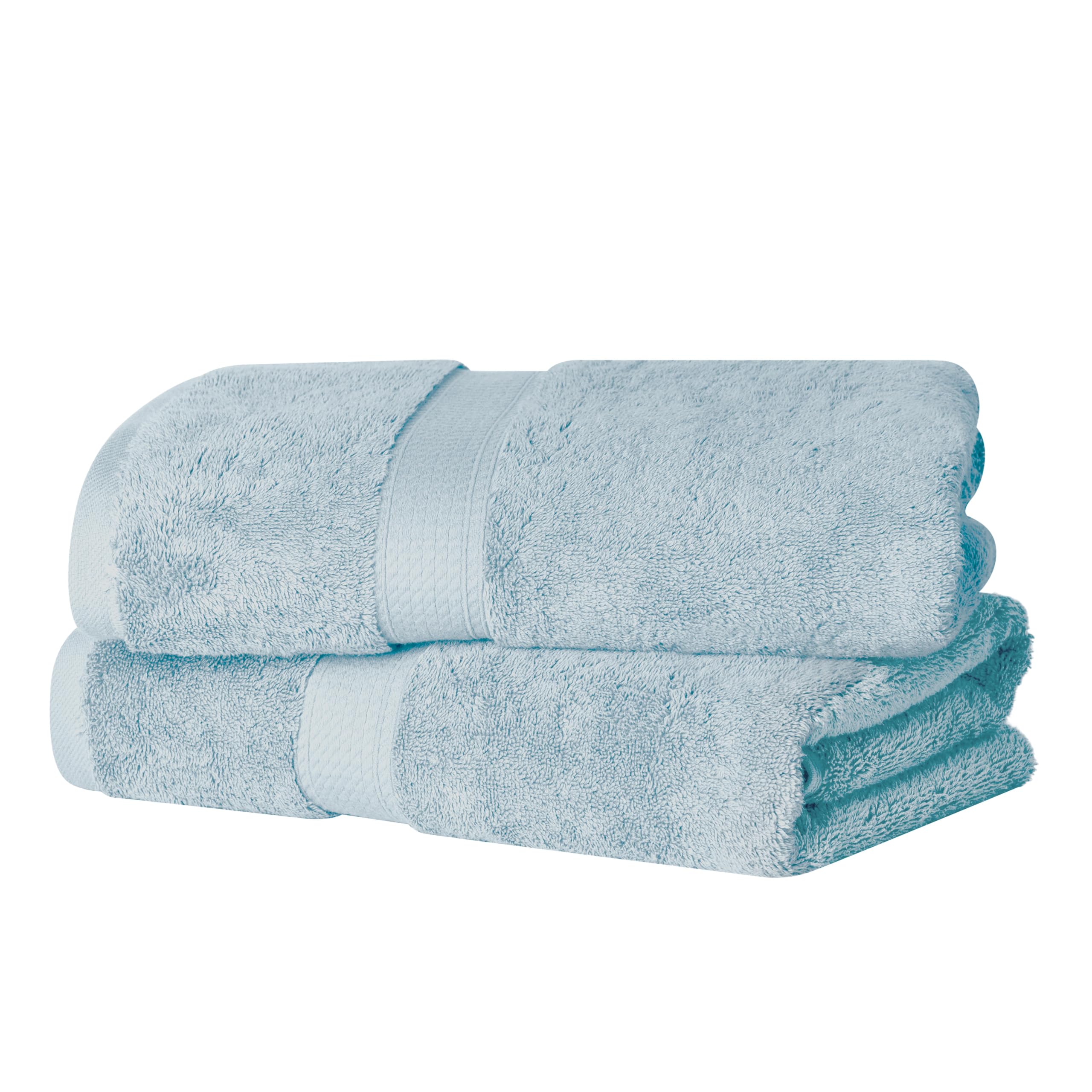 Photo 1 of Superior Egyptian Cotton Pile Bath Towel Set of 2, Ultra Soft Luxury Towels, Thick Plush Essentials, Absorbent Heavyweight, Guest Bath, Hotel, Spa, Home Bathroom, Shower Basics, Light Blue