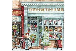 Dimensions Gold Collection Counted Cross Stitch Kit, Toy Shoppe Christmas Cross Stitch, 18 Count White Aida, 6'' x 6''