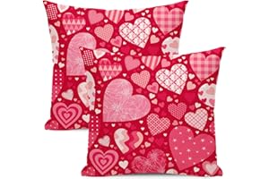 AEIOAE Valentines Pillow Covers 18x18 Inch Set of 2,Red Love Heart Throw Pillows Case,Valentine's Day Mother's Day Anniversary Decorative Square Cushion Covers Farmhouse Couch Decor for Home Sofa Bed