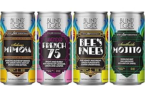 BLIND TIGER SPIRIT-FREE COCKTAILS Blind Tiger Non-Alcoholic Sparkling Mocktails 8-Pack | Crafted with Natural Ingredients | Mixers, Cocktails, Mocktails | 8.4 fl oz Cans | (Variety Pack)