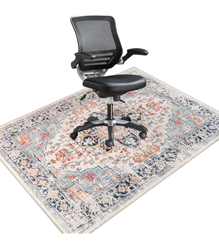 GIBZ Tapis De Chaise De Bureau Ovale Pour Plancher En Bois Dur, Tapis De Chaise De Bureau Solide, Tapis De Chaises Roulantes, Protection De Sol, Style 1, 90 X 150 Cm