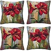 oyebn Flower Throw Pillow Covers Set of 4 Decorative Soft Double Sided Print Pillow Case Farmhouse Home Decor for Living Room Sofa Couch 18x18
