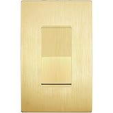 LIDER Frameless Wall Light Switch, 3-Way Switch, 15A -277VAC | UL Listed, Brushed Gold, On/Off Rocker Switch, 3 Wire, Tough And Heat Resistant, Easy Installation, Single-Pole Compatible