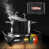 Duronic HP1 BK Hot Plate 1500W Stainless Steel Table Top Hob with Handles view 2