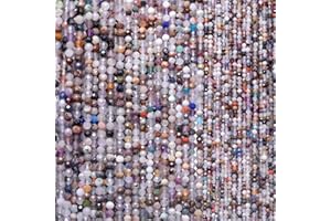 SONG XI 3mm 120pcs Natural Mixed Stone Beads, Songxi Small Faceted Round Loose Gemstone for Jewelry Making, DIY Art and Craft, Bracelet Necklace