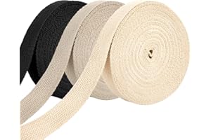 Supkiir 3 Rolls 30 Yard Cotton Webbing Strap, 1 Inch Twill Tape Cotton Ribbon for DIY Crafts Decoration Sewing Home Wrapping 