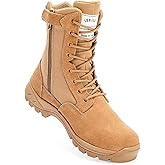 IODSON Men's Military Tactical Work Boots with Side Zipper, Puncture Resistant, Desert Combat, Army Jungle, 8 Inch Lightweight Hiking Boots