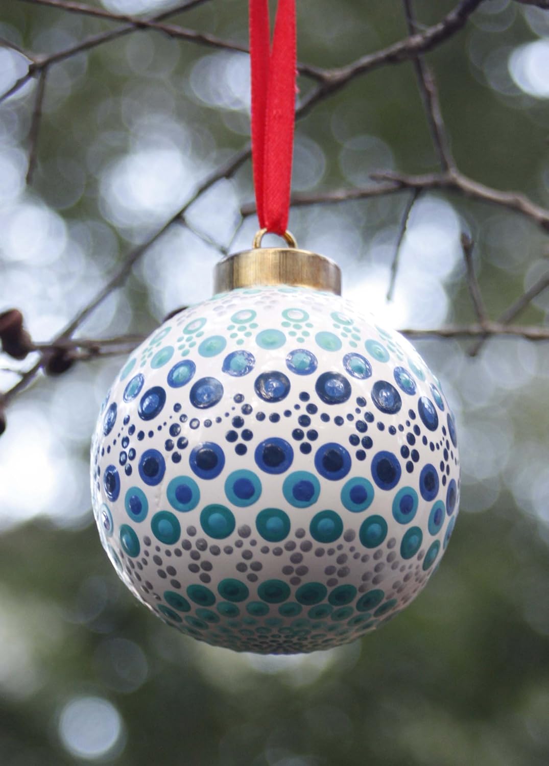 Hand Painted Ceramic Christmas Ornament Handmade