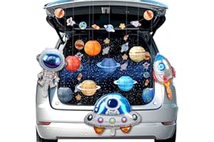 VANBLUE Halloween Space Trunk or Treat Car Decoration for SUV Solar System Universe Party Favors Decor Planet Lanterns Rocket Astronaut Spaceship Balloon for SUV Garage Archway Indoor Outdoor