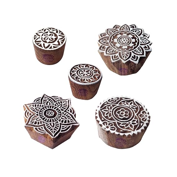 Royal Kraft Städtisch Muster Mandala und Runden Hölzern Blöcke Stempel (Set von 5)