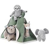 Lambs &amp; Ivy Interactive Plush Safari/Jungle Tent with Stuffed Animal Toys | Green Tent Developmental Baby/Toddler Playset, Builds Fine-Motor Skills &amp; Object Permanence