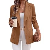 Simplee Womens Blazers Business Casual Faux Suede Jackets Fall Fashion | Office Work Blazer, Dressy Casual, Lightweight, Loose Fit, Lapel Collar Button, Long Sleeve, Trendy Coat 2026
