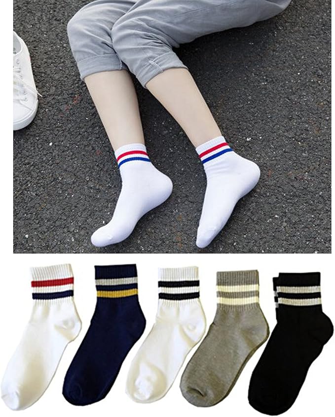 Amazon Surprise レディース ライン入り ソックス 靴下 5足セット 22