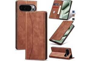 Jasonyu Flip Wallet Case for Google Pixel 10 Pro XL 5G,Leather Magnetic Folio Cover with Card Holder,Kickstand - TPU Shockproof Durable Protective Phone Case,Brown